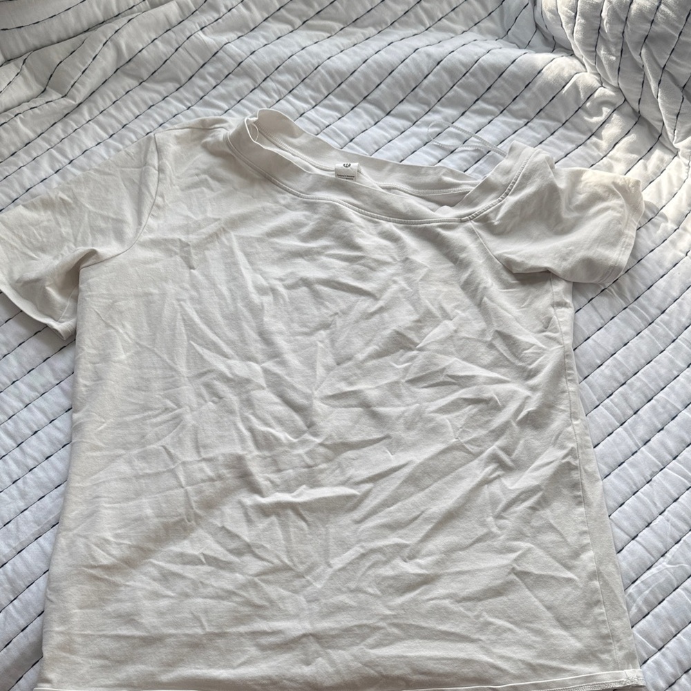 White Slightly Off- Shoulder T-Shirt